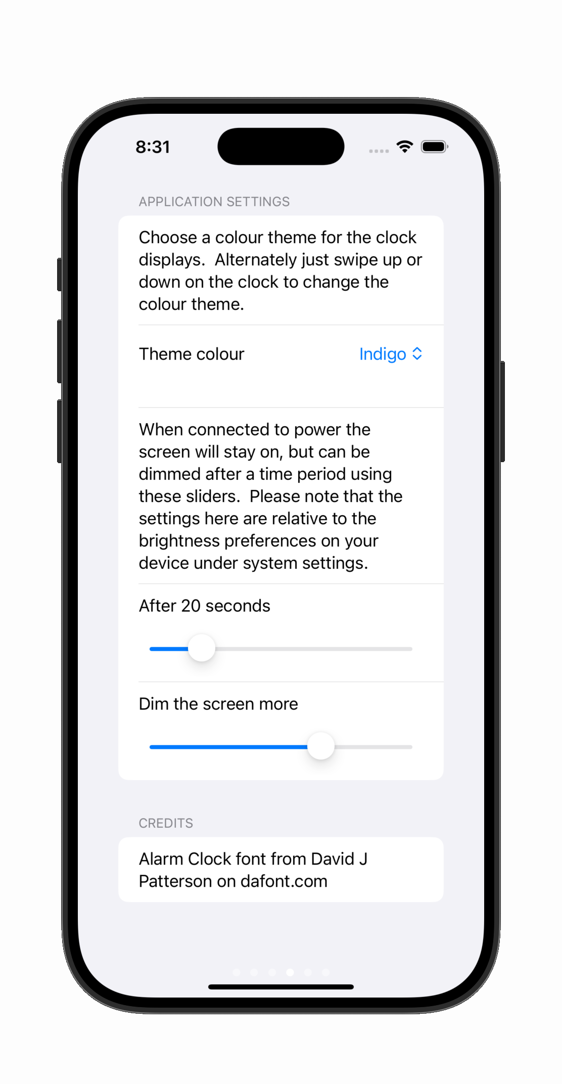 Configurable settings