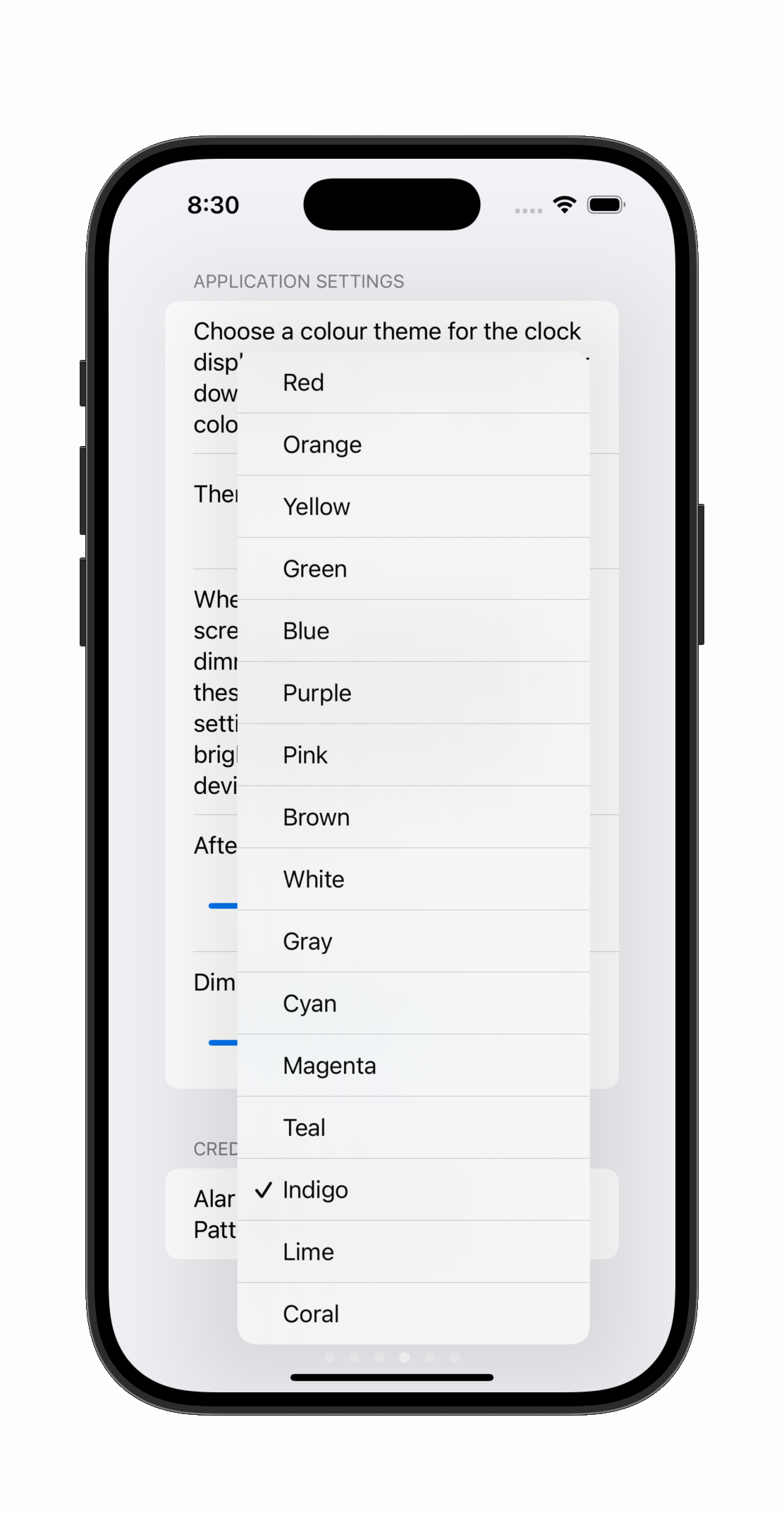 Configurable settings