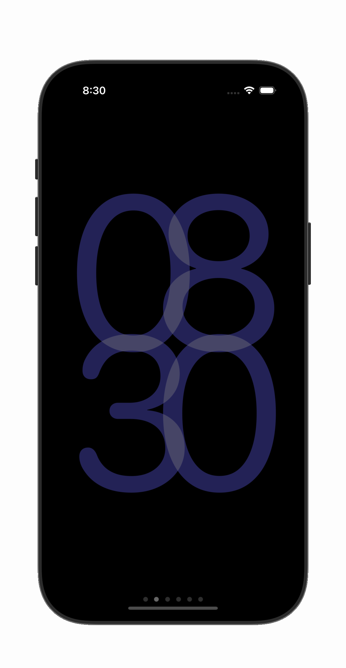 Digital clock face with overlap and screen dim